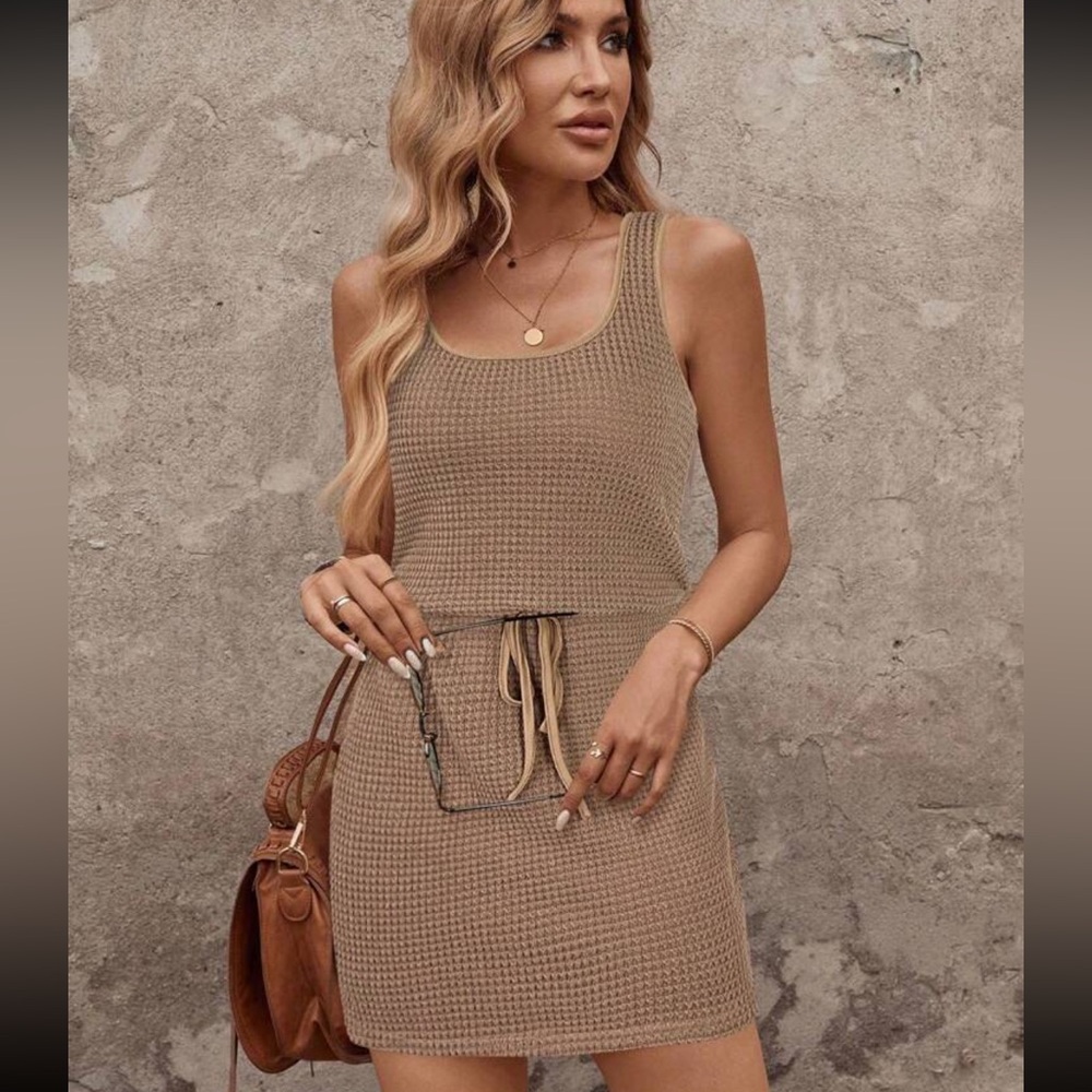 New waffle knit Sleeveless Knit Dress
